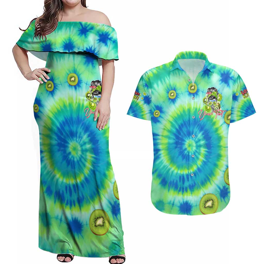 Just a Girl Who Loves Kiwis Couples Matching Off Shoulder Maxi Dress and Hawaiian Shirt New Zealand Tie Dye