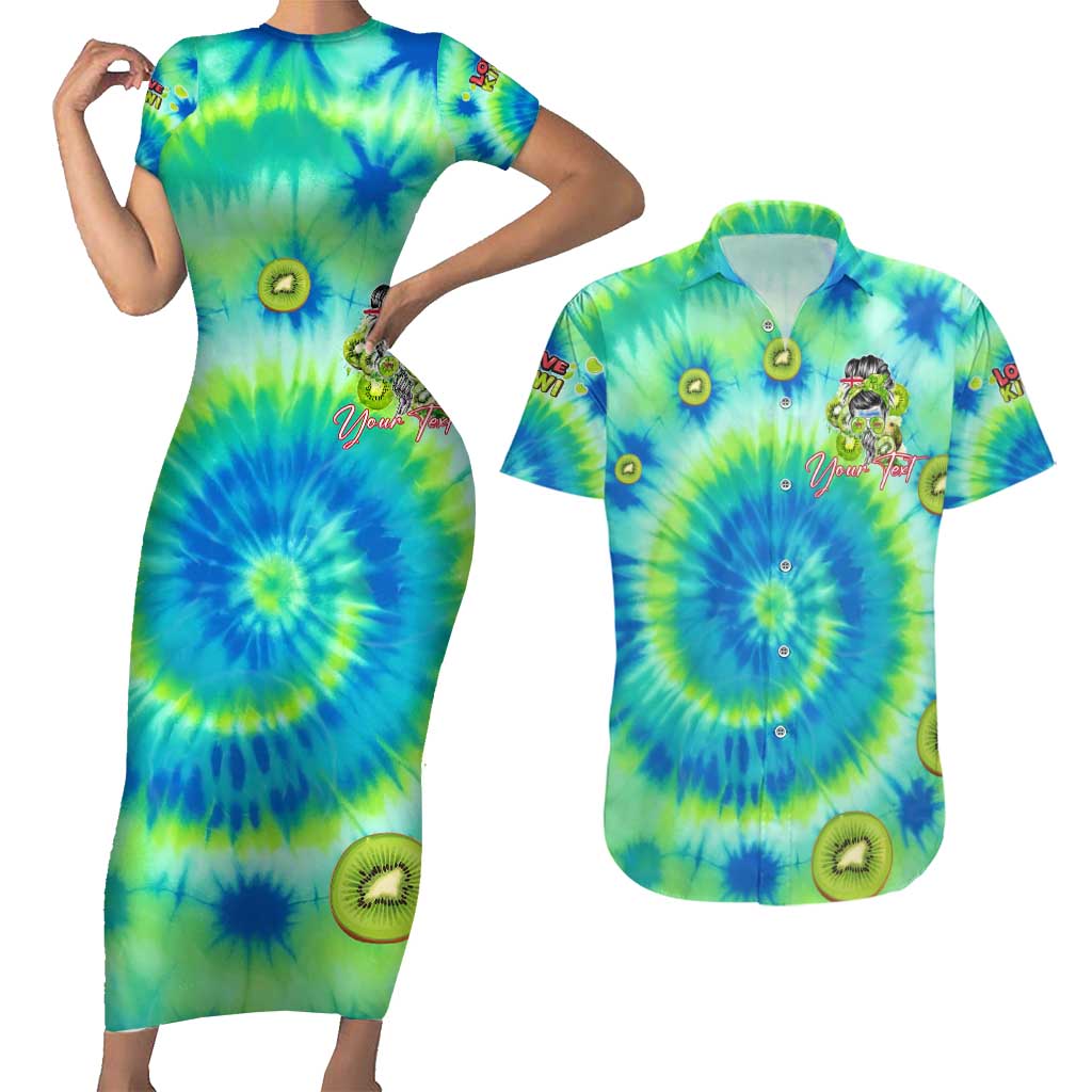 Just a Girl Who Loves Kiwis Couples Matching Short Sleeve Bodycon Dress and Hawaiian Shirt New Zealand Tie Dye