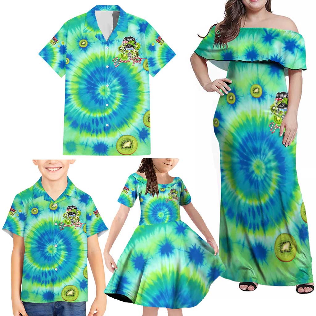 Just a Girl Who Loves Kiwis Family Matching Off Shoulder Maxi Dress and Hawaiian Shirt New Zealand Tie Dye