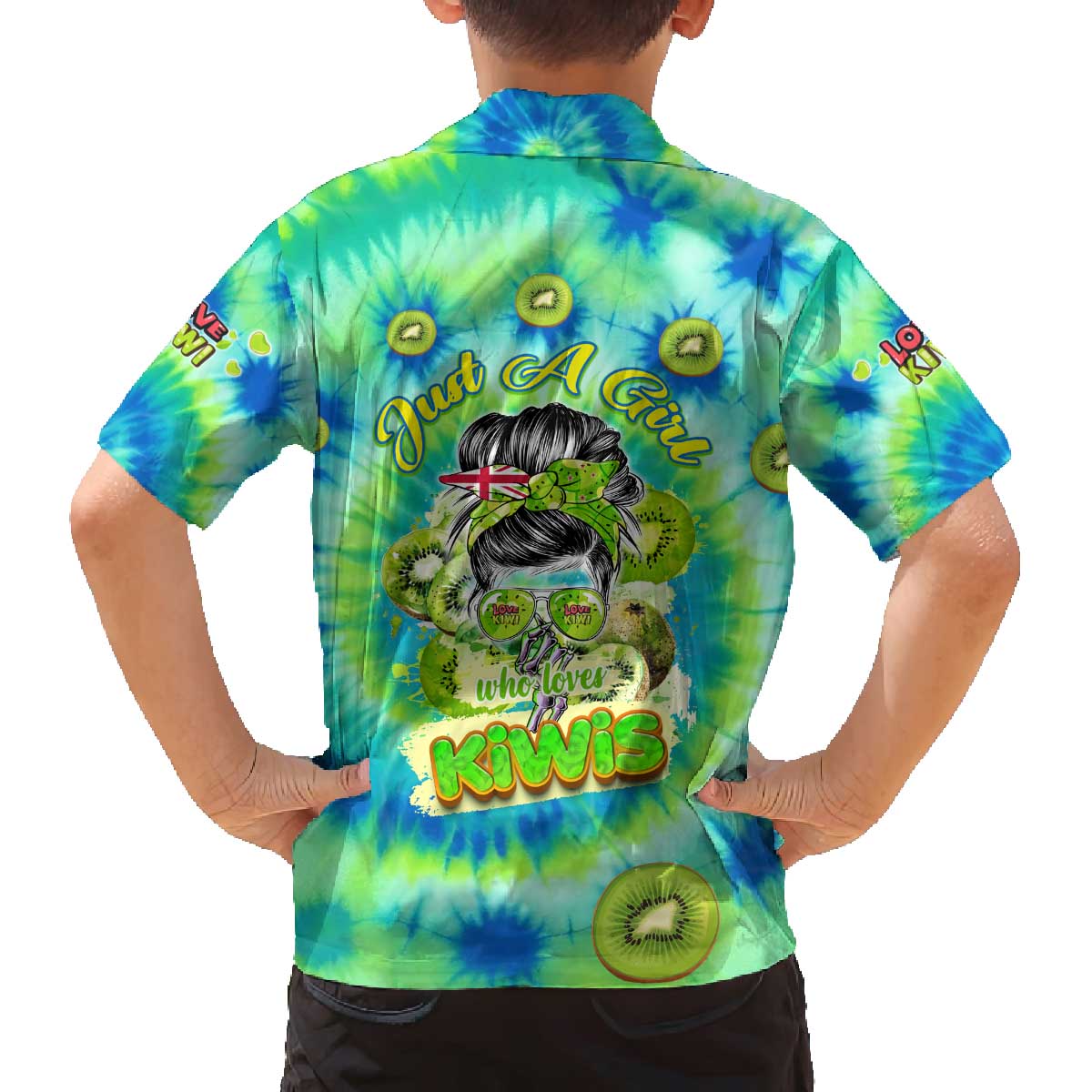 Just a Girl Who Loves Kiwis Family Matching Off Shoulder Short Dress and Hawaiian Shirt New Zealand Tie Dye