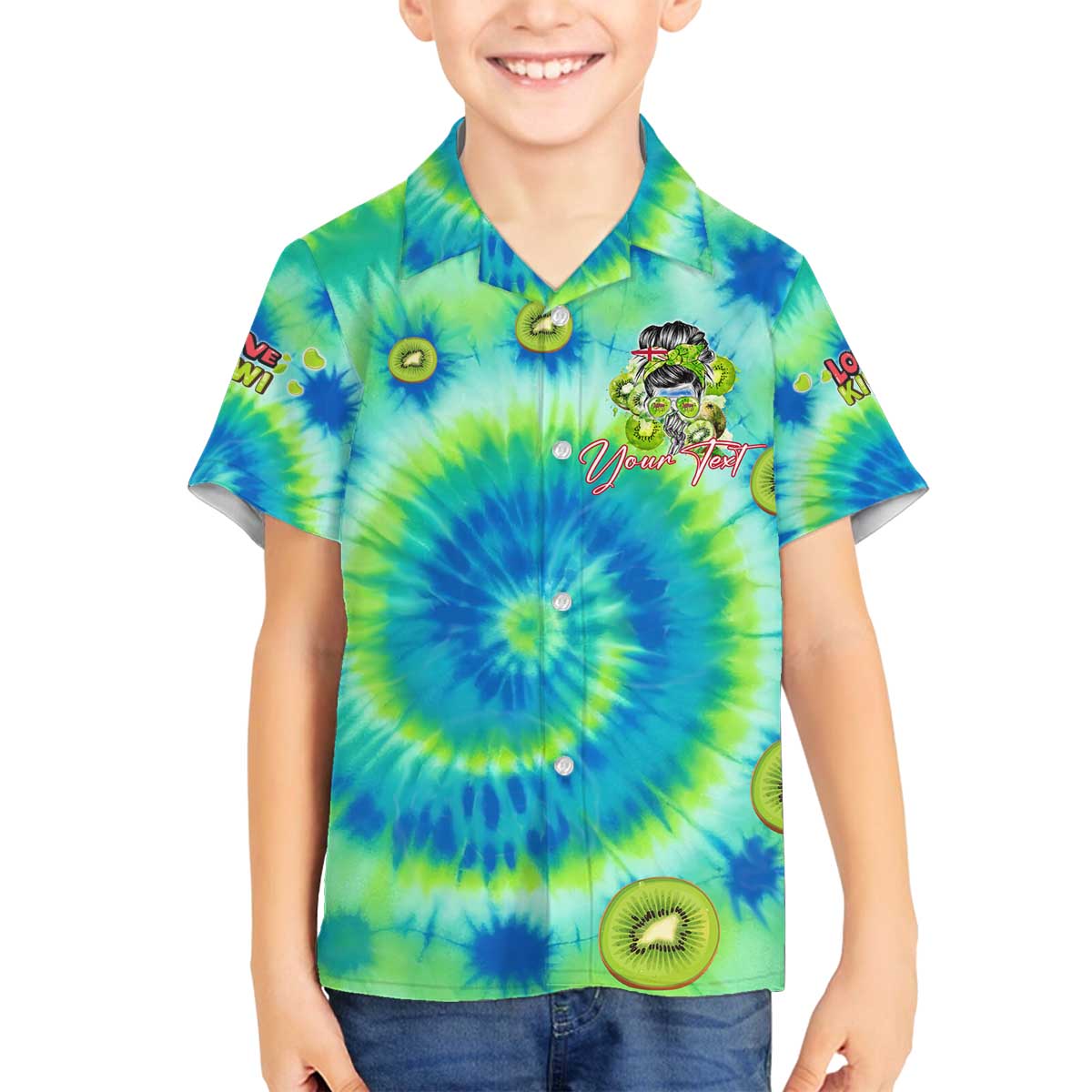 Just a Girl Who Loves Kiwis Family Matching Off Shoulder Short Dress and Hawaiian Shirt New Zealand Tie Dye