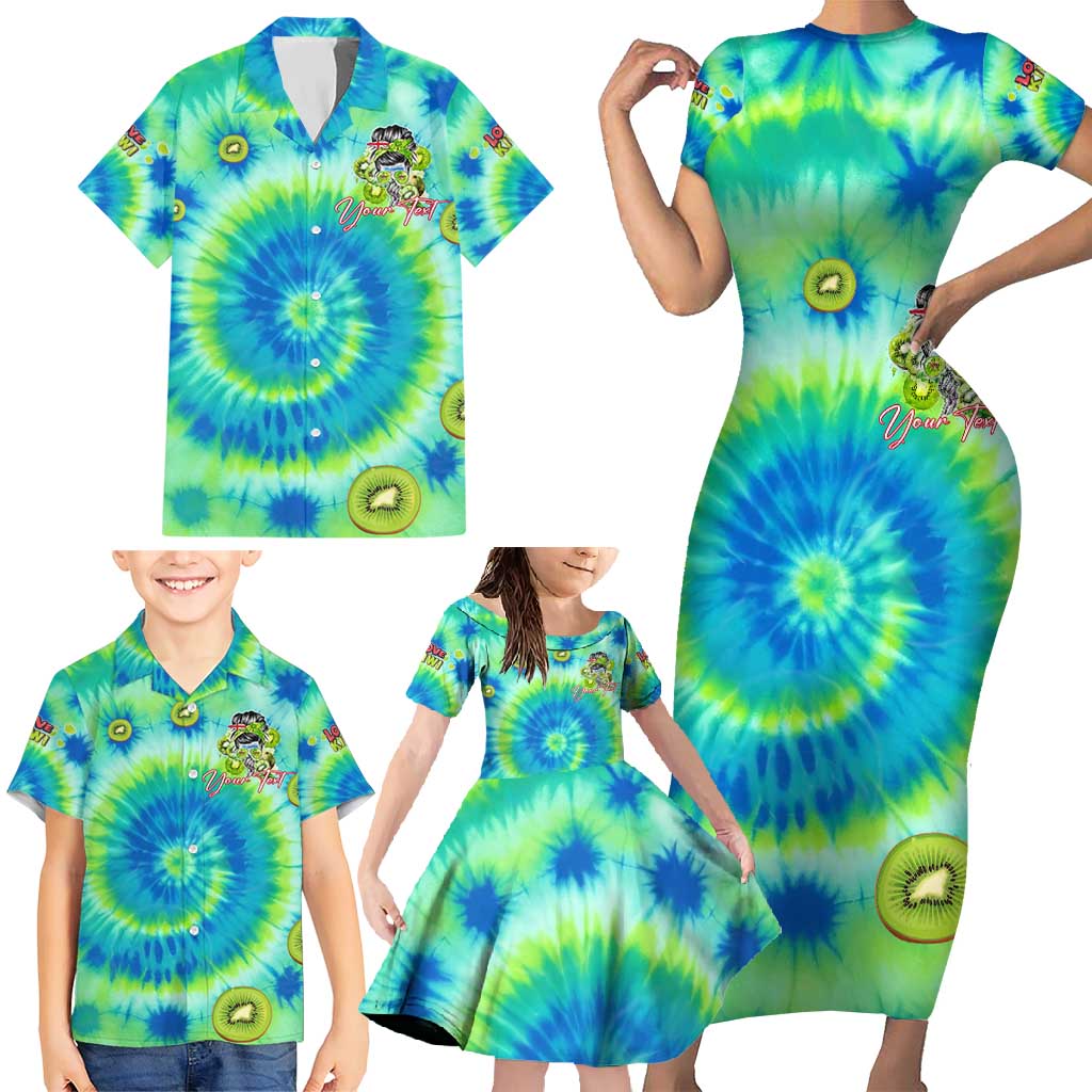 Just a Girl Who Loves Kiwis Family Matching Short Sleeve Bodycon Dress and Hawaiian Shirt New Zealand Tie Dye