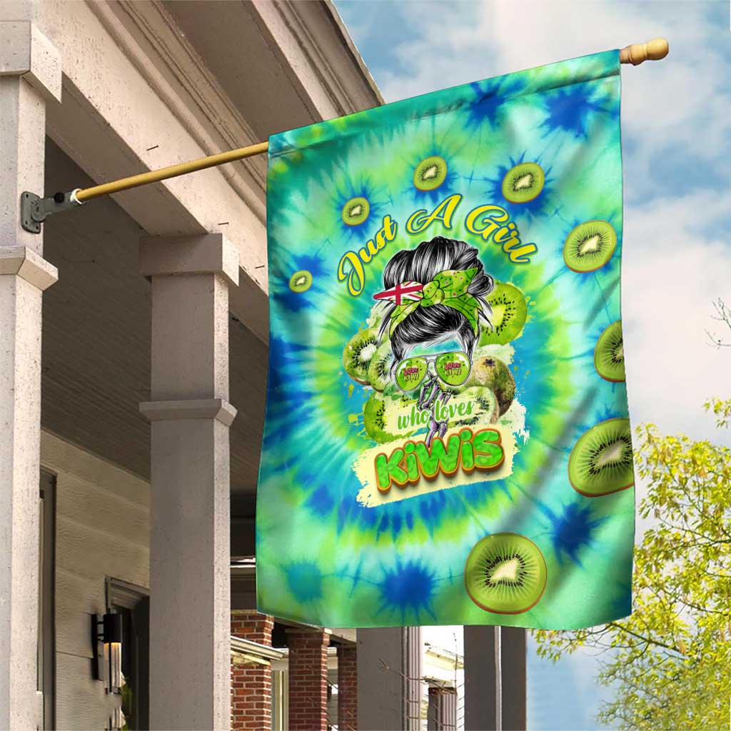 Just a Girl Who Loves Kiwis Garden Flag New Zealand Tie Dye