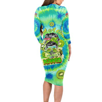Just a Girl Who Loves Kiwis Long Sleeve Bodycon Dress New Zealand Tie Dye