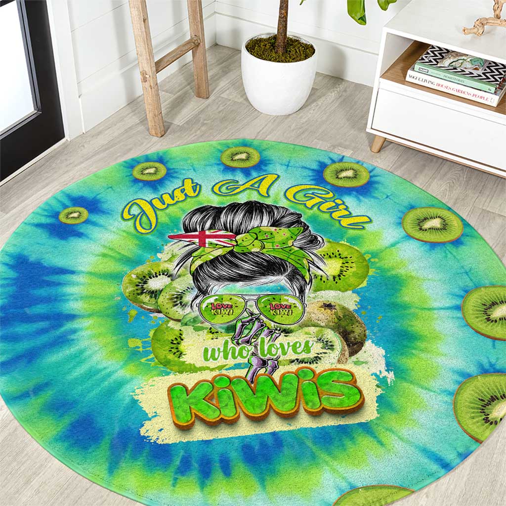 Just a Girl Who Loves Kiwis Round Carpet New Zealand Tie Dye