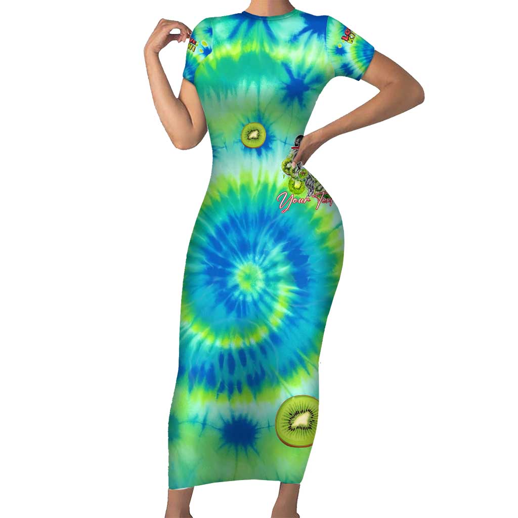 Just a Girl Who Loves Kiwis Short Sleeve Bodycon Dress New Zealand Tie Dye