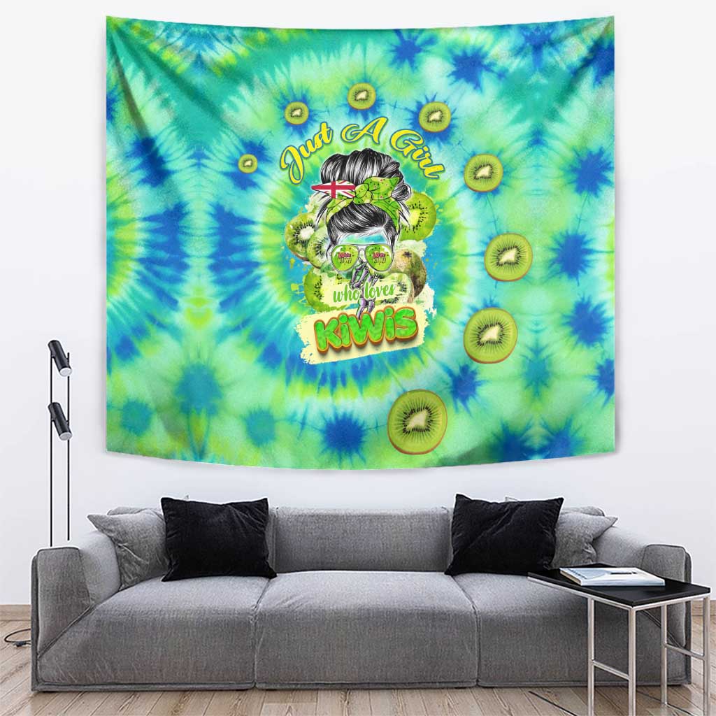 Just a Girl Who Loves Kiwis Tapestry New Zealand Tie Dye