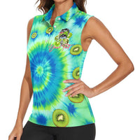 Just a Girl Who Loves Kiwis Women Sleeveless Polo Shirt New Zealand Tie Dye