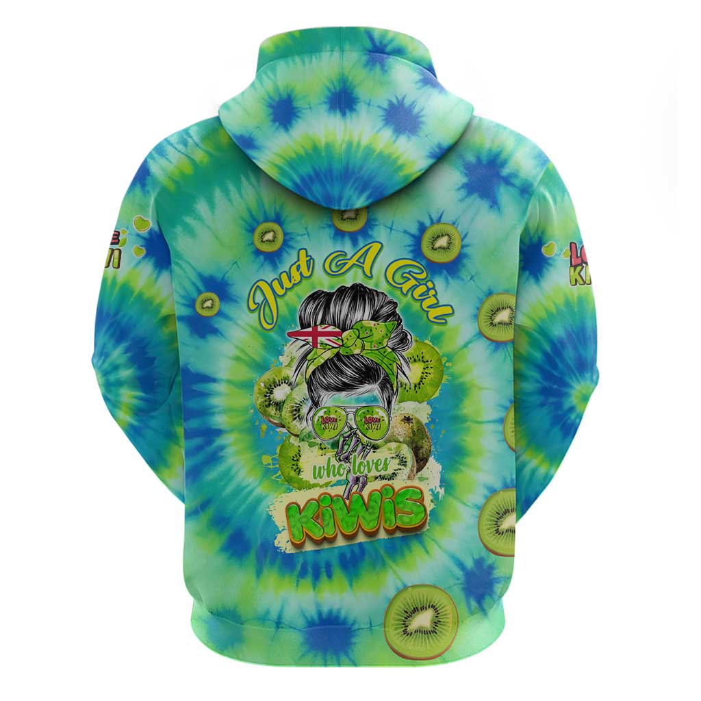 Just a Girl Who Loves Kiwis Zip Hoodie New Zealand Tie Dye