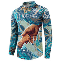 Hand In Hand Father's Day Polynesian Button Sweatshirt Tribal Flower Pattern DT02 - Polynesian Pride