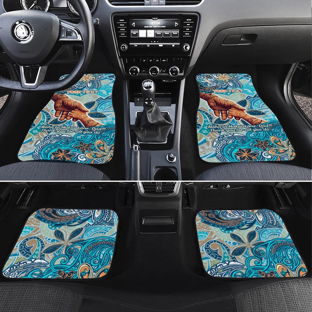 Hand In Hand Father's Day Polynesian Car Mats Tribal Flower Pattern DT02 Set 4pcs Blue - Polynesian Pride