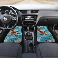 Hand In Hand Father's Day Polynesian Car Mats Tribal Flower Pattern DT02 Set 2pcs - Front Blue - Polynesian Pride