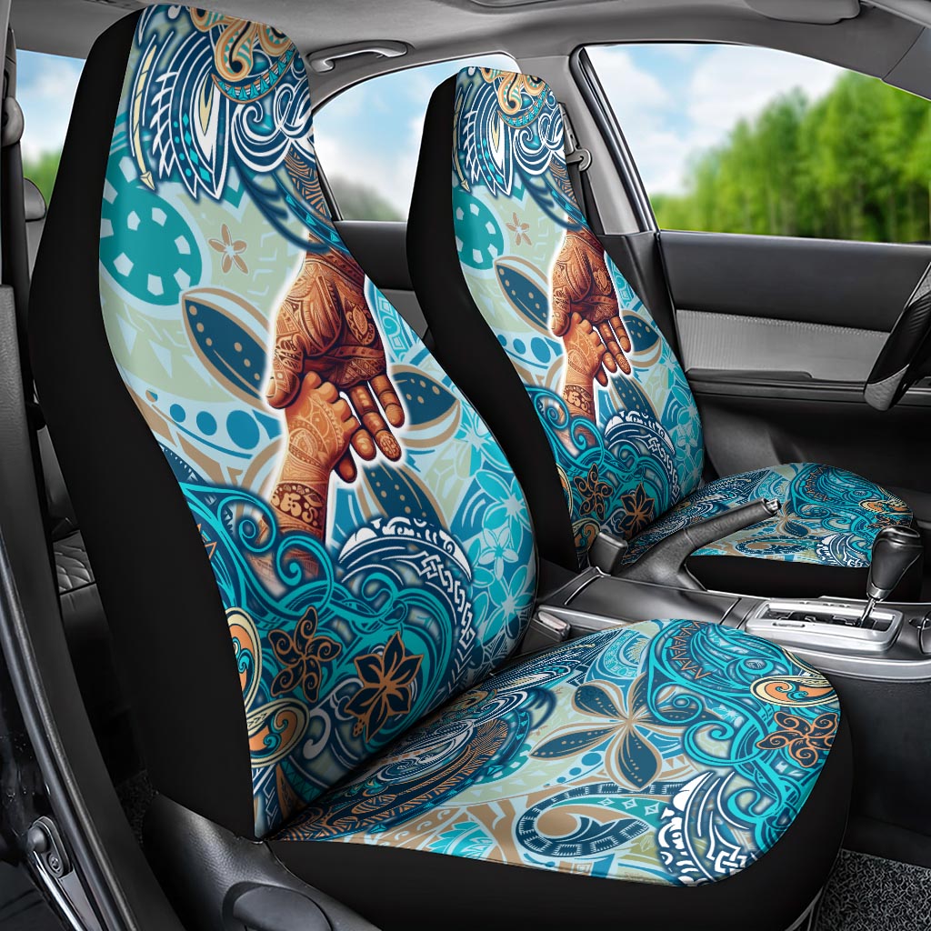Hand In Hand Father's Day Polynesian Car Seat Cover Tribal Flower Pattern