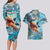 Hand In Hand Father's Day Polynesian Couples Matching Long Sleeve Bodycon Dress and Hawaiian Shirt Tribal Flower Pattern