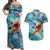 Hand In Hand Father's Day Polynesian Couples Matching Off Shoulder Maxi Dress and Hawaiian Shirt Tribal Flower Pattern