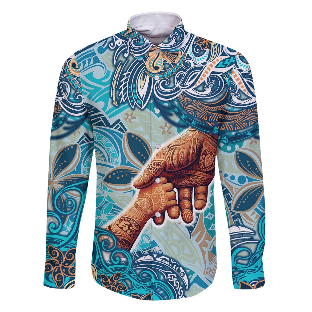 Hand In Hand Father's Day Polynesian Family Matching Tank Maxi Dress and Hawaiian Shirt Tribal Flower Pattern