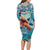 Hand In Hand Father's Day Polynesian Long Sleeve Bodycon Dress Tribal Flower Pattern