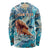 Hand In Hand Father's Day Polynesian Long Sleeve Shirt Tribal Flower Pattern