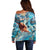 Hand In Hand Father's Day Polynesian Off Shoulder Sweater Tribal Flower Pattern