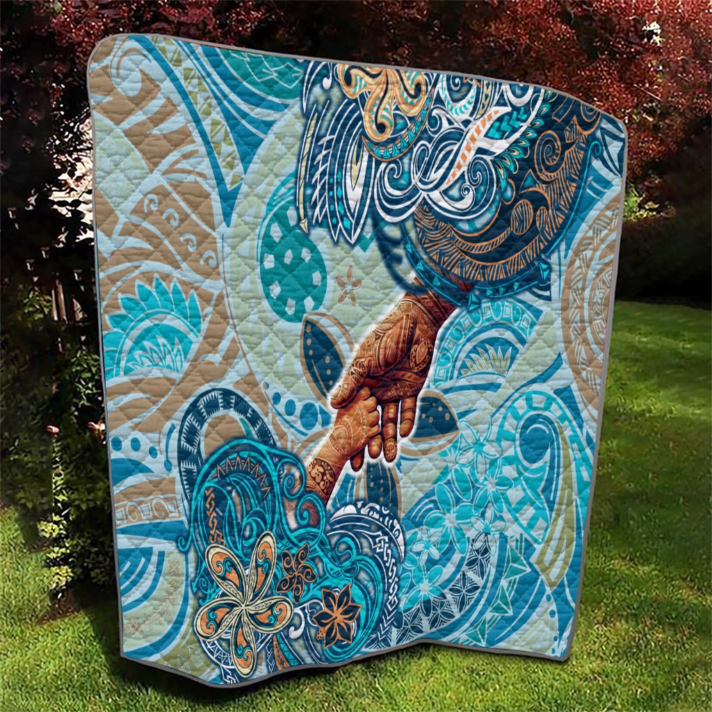 Hand In Hand Father's Day Polynesian Quilt Tribal Flower Pattern