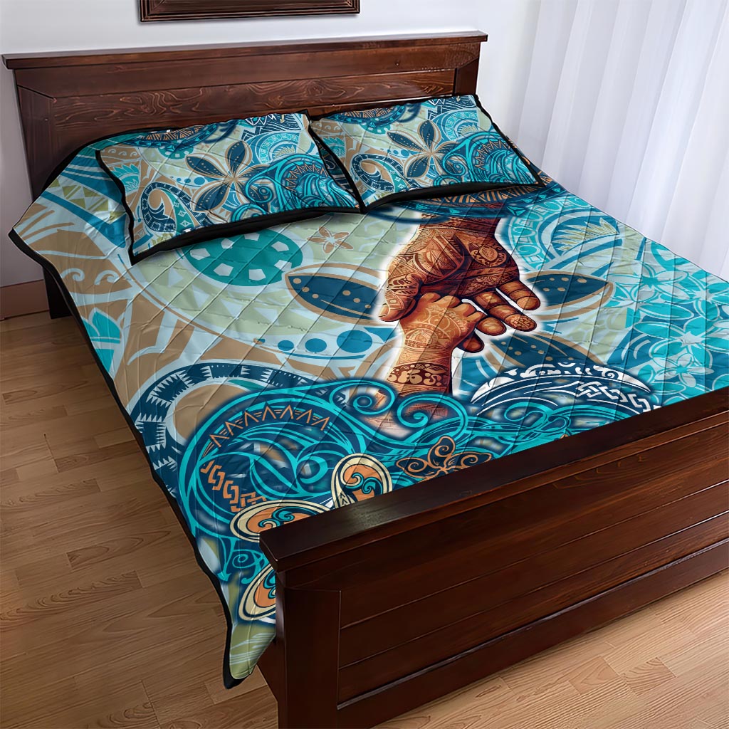 Hand In Hand Father's Day Polynesian Quilt Bed Set Tribal Flower Pattern DT02 - Polynesian Pride