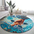 Hand In Hand Father's Day Polynesian Round Carpet Tribal Flower Pattern