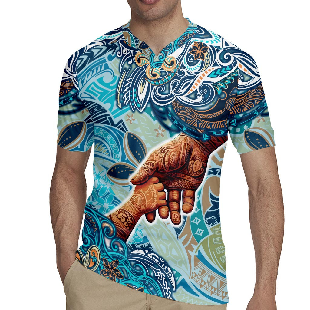 Hand In Hand Father's Day Polynesian Rugby Jersey Tribal Flower Pattern DT02 - Polynesian Pride