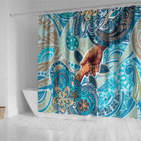 Hand In Hand Father's Day Polynesian Shower Curtain Tribal Flower Pattern