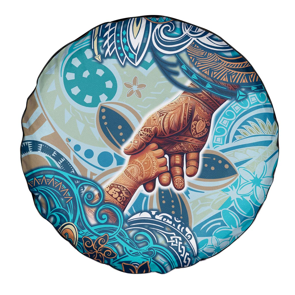 Hand In Hand Father's Day Polynesian Spare Tire Cover Tribal Flower Pattern DT02 - Polynesian Pride