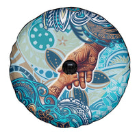 Hand In Hand Father's Day Polynesian Spare Tire Cover Tribal Flower Pattern DT02 - Polynesian Pride