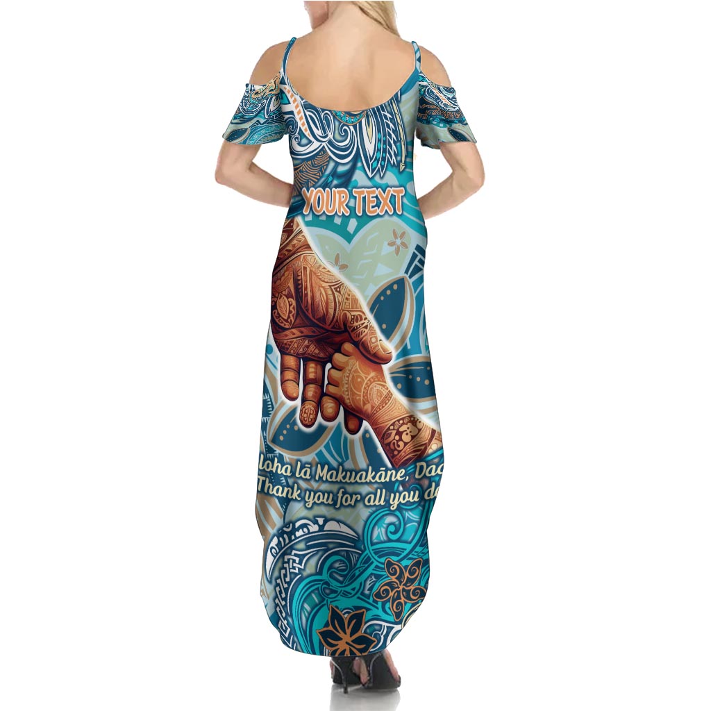 Hand In Hand Father's Day Polynesian Summer Maxi Dress Tribal Flower Pattern DT02 - Polynesian Pride