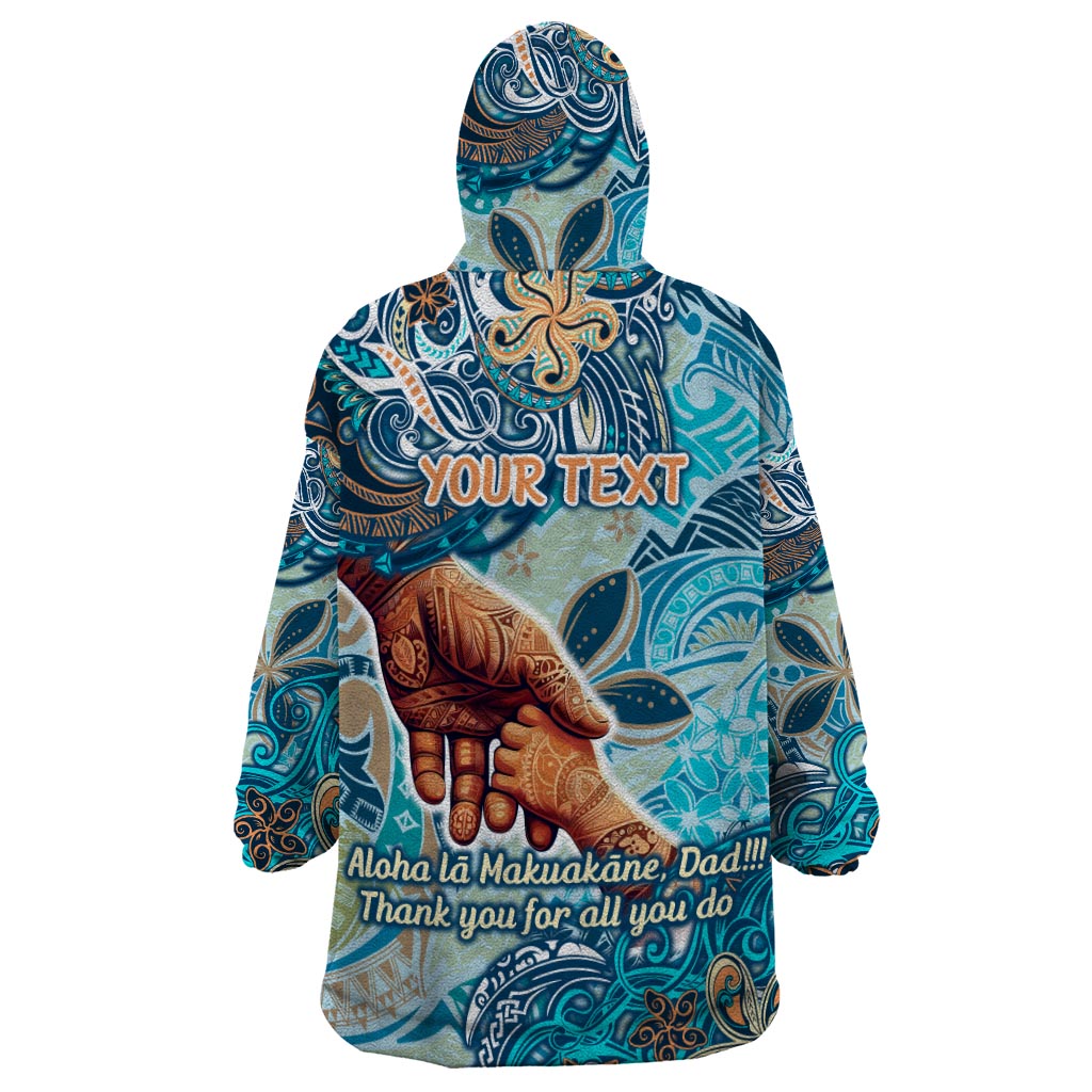 Hand In Hand Father's Day Polynesian Wearable Blanket Hoodie Tribal Flower Pattern DT02 - Polynesian Pride