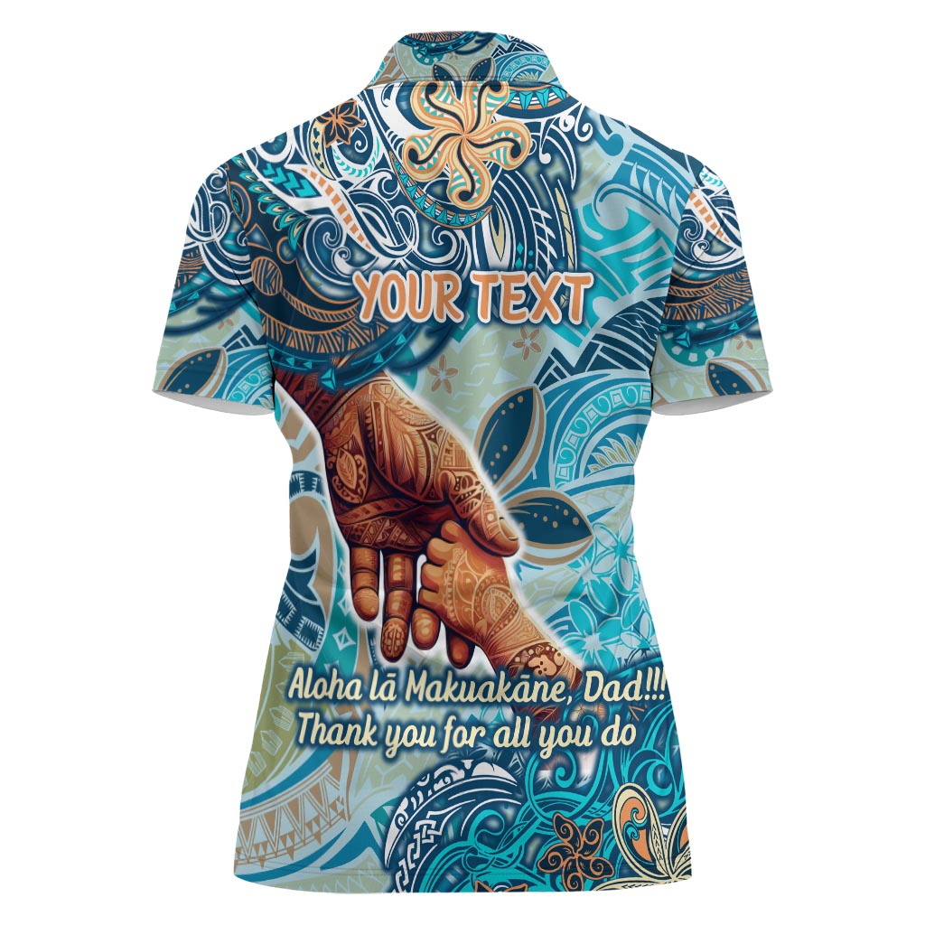 Hand In Hand Father's Day Polynesian Women Polo Shirt Tribal Flower Pattern DT02 - Polynesian Pride