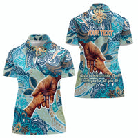 Hand In Hand Father's Day Polynesian Women Polo Shirt Tribal Flower Pattern DT02 - Polynesian Pride