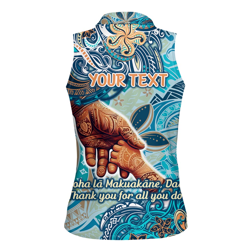 Hand In Hand Father's Day Polynesian Women Sleeveless Polo Shirt Tribal Flower Pattern DT02 - Polynesian Pride