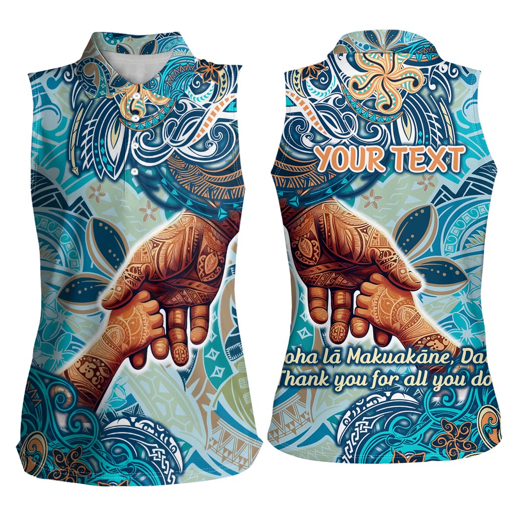 Hand In Hand Father's Day Polynesian Women Sleeveless Polo Shirt Tribal Flower Pattern DT02 - Polynesian Pride