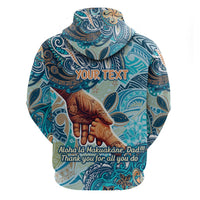 Hand In Hand Father's Day Polynesian Zip Hoodie Tribal Flower Pattern