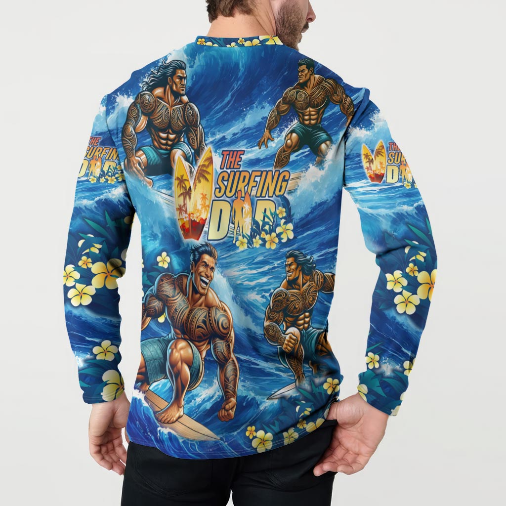 Hawaii Father's Day Button Sweatshirt The Surfing Dad Polynesian Tattoo DT02 - Polynesian Pride