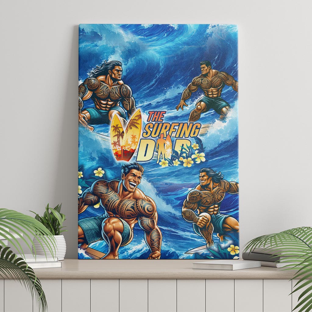 Hawaii Father's Day Canvas Wall Art The Surfing Dad Polynesian Tattoo DT02 - Polynesian Pride