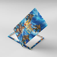 Hawaii Father's Day Canvas Wall Art The Surfing Dad Polynesian Tattoo DT02 With Frame Blue - Polynesian Pride