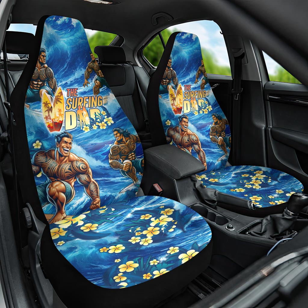 Hawaii Father's Day Car Seat Cover The Surfing Dad Polynesian Tattoo