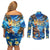 Hawaii Father's Day Couples Matching Off Shoulder Short Dress and Long Sleeve Button Shirt The Surfing Dad Polynesian Tattoo