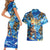 Hawaii Father's Day Couples Matching Short Sleeve Bodycon Dress and Hawaiian Shirt The Surfing Dad Polynesian Tattoo