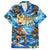 Hawaii Father's Day Family Matching Off The Shoulder Long Sleeve Dress and Hawaiian Shirt The Surfing Dad Polynesian Tattoo