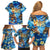 Hawaii Father's Day Family Matching Off Shoulder Short Dress and Hawaiian Shirt The Surfing Dad Polynesian Tattoo