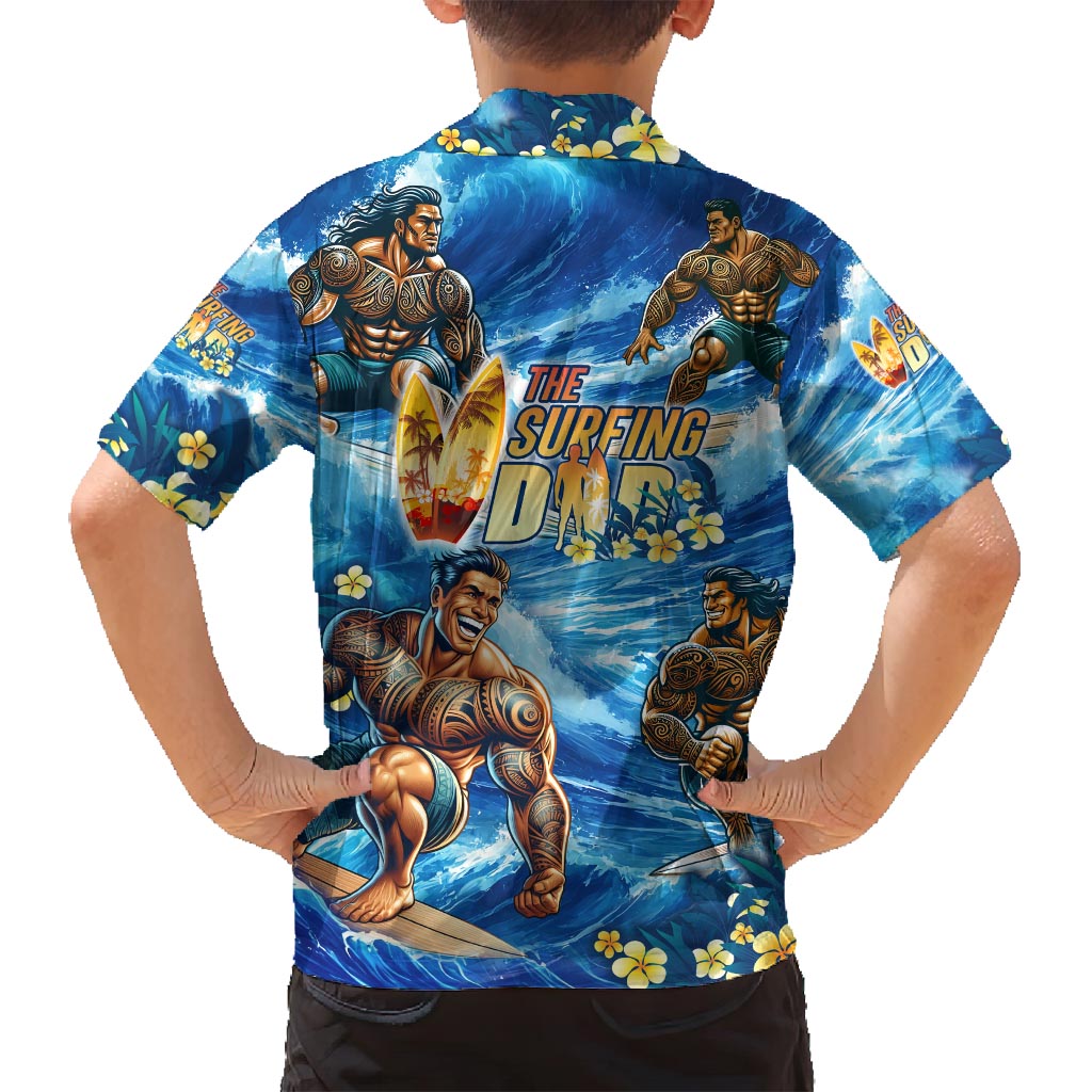 Hawaii Father's Day Family Matching Tank Maxi Dress and Hawaiian Shirt The Surfing Dad Polynesian Tattoo