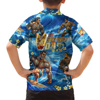 Hawaii Father's Day Family Matching Tank Maxi Dress and Hawaiian Shirt The Surfing Dad Polynesian Tattoo