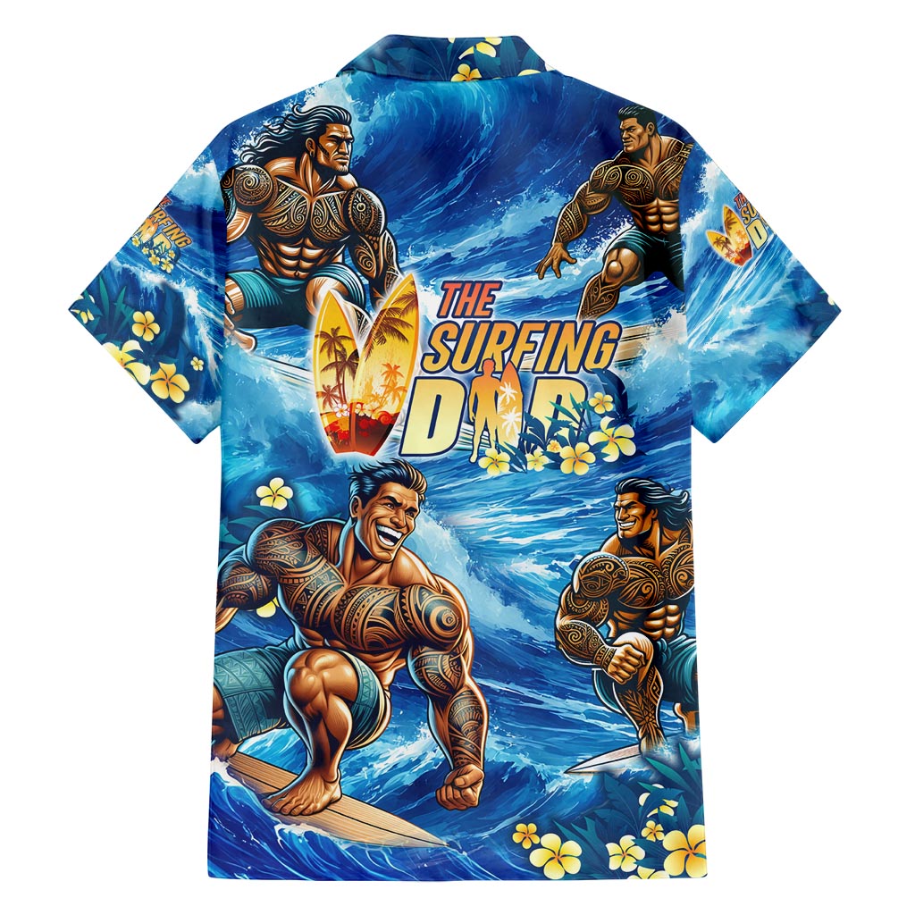 Hawaii Father's Day Family Matching Tank Maxi Dress and Hawaiian Shirt The Surfing Dad Polynesian Tattoo