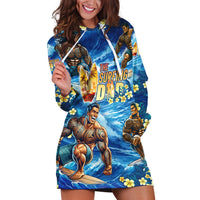 Hawaii Father's Day Hoodie Dress The Surfing Dad Polynesian Tattoo DT02 Blue - Polynesian Pride