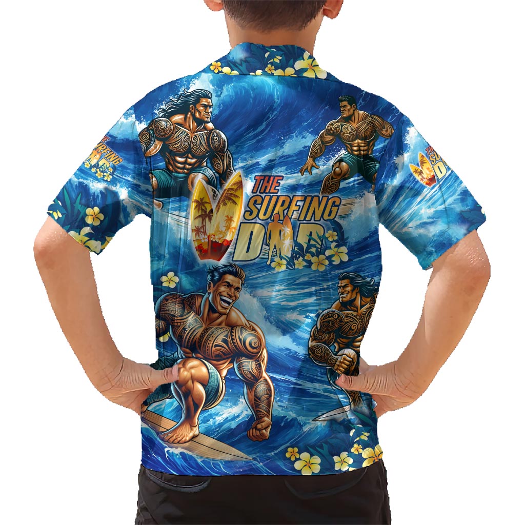 Hawaii Father's Day Kid Hawaiian Shirt The Surfing Dad Polynesian Tattoo